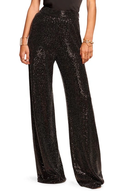 Ramy Brook Gavin Metallic Wide-leg Pants In Black Sparkle