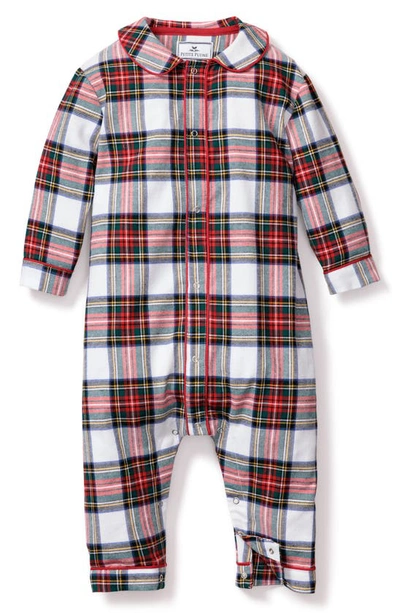 Petite Plume Kids' Cambridge Balmoral Tartan Plaid Cotton Blend One-piece Pajamas In White