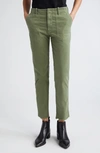 Nili Lotan Jenna Raw Hem Crop Cotton Stretch Twill Pants In Green