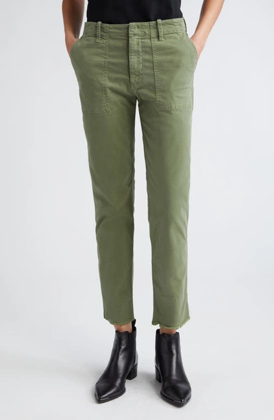 Nili Lotan Jenna Raw Hem Crop Cotton Stretch Twill Pants In Green