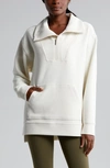 Zella Cozy Ottoman Rib Half Zip Pullover In Ivory Egret