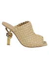 Bottega Veneta Knot Embellished Intrecciato Leather Mules In Beige