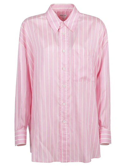 Bottega Veneta Double Stripe Collared Shirt In Pink