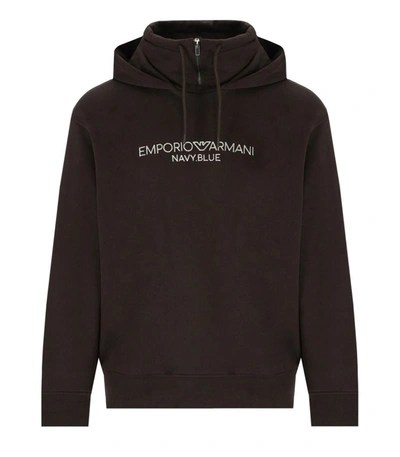 Emporio Armani Brown Logoed Hoodie