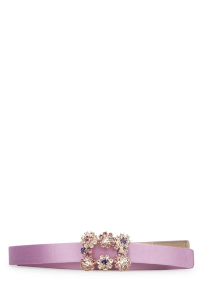 Roger Vivier Flower Buckle Embellished Belt In Violet