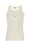 Saint Laurent White Tank Top With Cassandre Detail In Ribbed Cotton Man In Naturelnoir