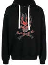 VISION OF SUPER VISION OF SUPER BLACK HOODIE WITH RED SKULL PRINT CLOTHING