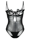 Y/project Sheer-construction Underwired Bodysuit In Black