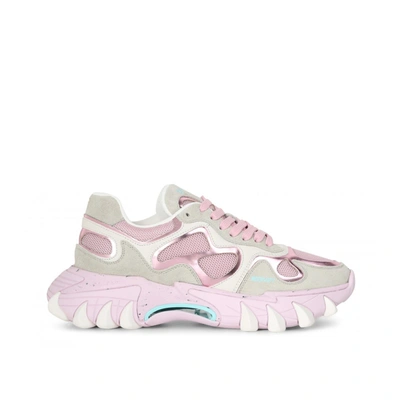 Balmain B-east Mixed Media Trainers In Pink