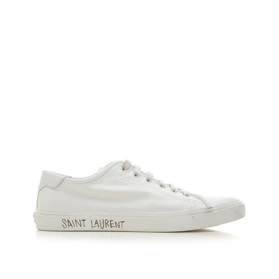Saint Laurent Canvas Logo Sneakers In White