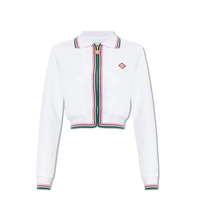 Casablanca Logo Scallop-edge Collared Track Jacket In White