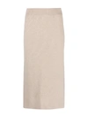 Brunello Cucinelli Ribbed-knit Midi Skirt In Nude & Neutrals