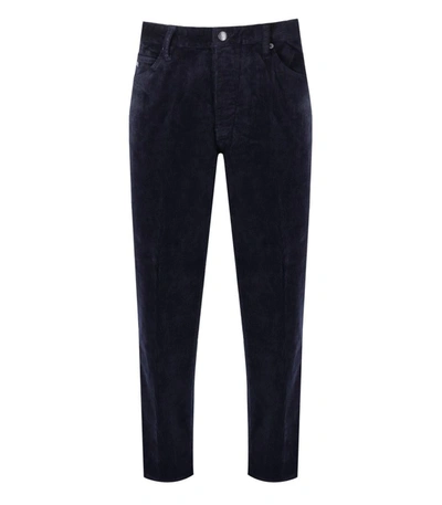 Emporio Armani J69 Navy Blue Ribbed Trousers