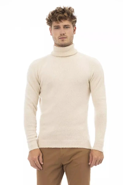 Alpha Studio Beige Alpaca Leather Sweater