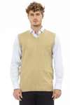 ALPHA STUDIO ALPHA STUDIO ELEGANT V-NECKLINE KNIT VEST IN MEN'S BEIGE