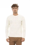 ALPHA STUDIO ALPHA STUDIO ELEGANT BEIGE CREWNECK WOOL-CASHMERE MEN'S SWEATER