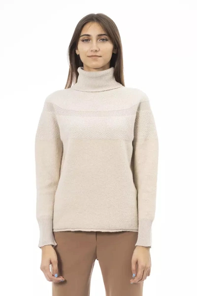 ALPHA STUDIO ALPHA STUDIO ELEGANT BEIGE TURTLENECK WOMEN'S SWEATER