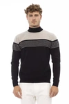 ALPHA STUDIO ALPHA STUDIO ELEGANT MOCK NECK RIBBED MEN'S SWEATER