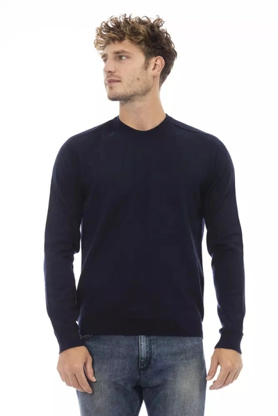 ALPHA STUDIO ALPHA STUDIO ELEGANT BLUE CREWNECK SWEATER FOR MEN'S MEN