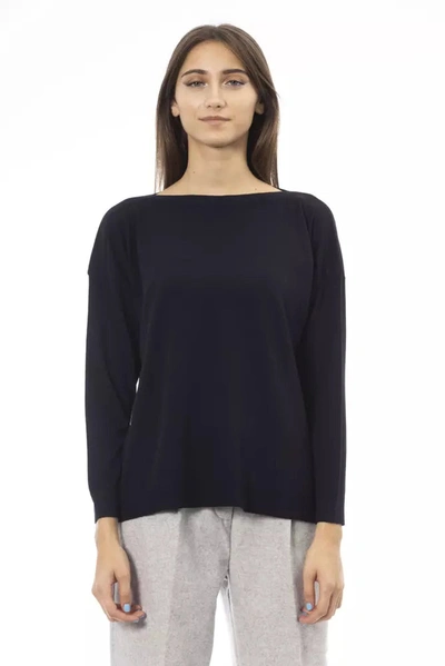 Alpha Studio Woman Sweater Midnight Blue Size 8 Cotton, Cashmere