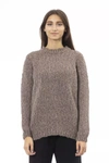 Alpha Studio Brown Alpaca Leather Sweater