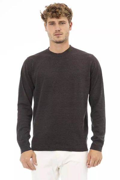 ALPHA STUDIO ALPHA STUDIO ELEGANT BROWN CREWNECK SWEATER FOR MEN'S MEN