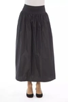 Alpha Studio Woman Midi Skirt Dark Brown Size 10 Polyester