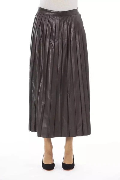 ALPHA STUDIO ALPHA STUDIO PLEATED FINESSE FAUX LEATHER WOMEN'S SKIRT