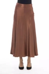 ALPHA STUDIO ALPHA STUDIO ELEGANT SATIN MIDI SKIRT IN RICH WOMEN'S BROWN