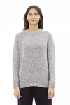 Alpha Studio Gray Alpaca Leather Sweater