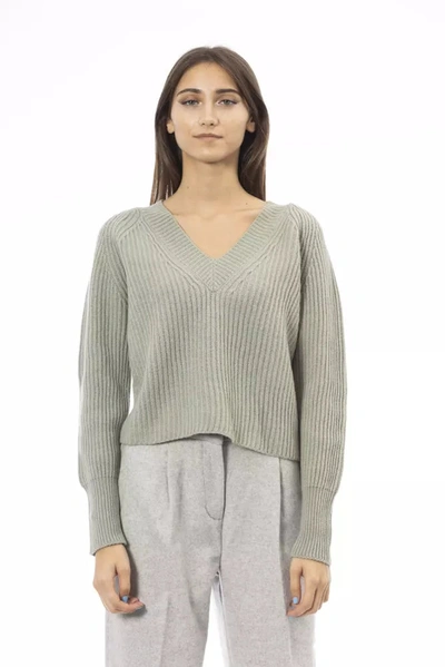 ALPHA STUDIO ALPHA STUDIO EMERALD ELEGANCE V-NECK SWEATER - COZY WOMEN'S CHIC