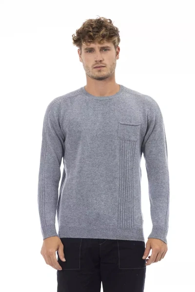 ALPHA STUDIO ALPHA STUDIO ELEGANT LIGHT BLUE CREWNECK MEN'S SWEATER