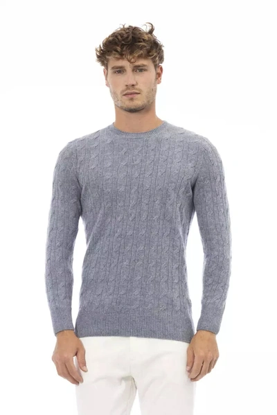 ALPHA STUDIO ALPHA STUDIO ELEGANT LIGHT BLUE CREWNECK MEN'S SWEATER