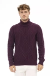 ALPHA STUDIO ALPHA STUDIO ELEGANT PURPLE TURTLENECK SWEATER FOR MEN'S MEN