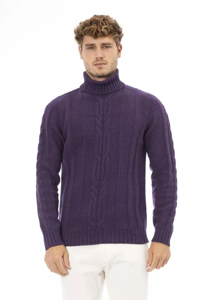 ALPHA STUDIO ALPHA STUDIO ELEGANT PURPLE TURTLENECK SWEATER FOR MEN'S MEN