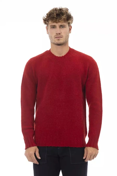 ALPHA STUDIO ALPHA STUDIO ELEGANT CREWNECK WOOL SWEATER IN BOLD MEN'S RED