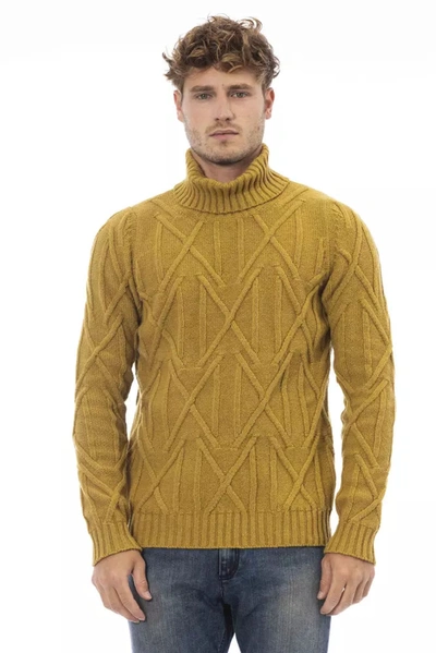 ALPHA STUDIO ALPHA STUDIO CHIC YELLOW TURTLENECK MEN'S SWEATER