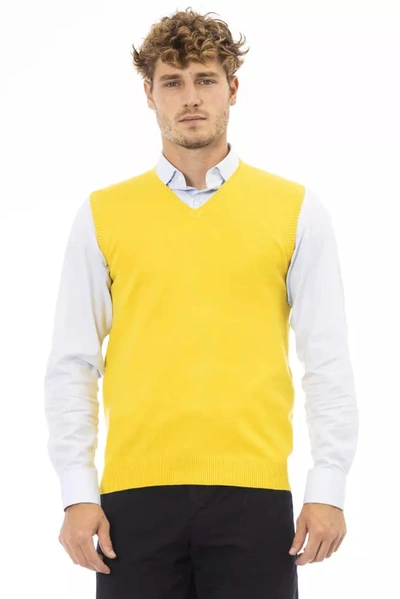 Alpha Studio Yellow Viscose Waistcoat