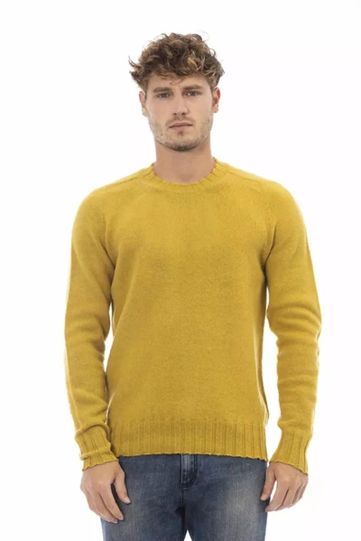 ALPHA STUDIO ALPHA STUDIO RADIANT YELLOW CREWNECK WOOLEN MEN'S SWEATER