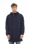 DISTRETTO12 DISTRETTO12 VERSATILE BLUE HOODED JACKET WITH BACKPACK MEN'S FEATURE