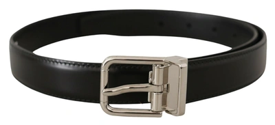 DOLCE & GABBANA DOLCE & GABBANA SLEEK BLACK LEATHER BELT WITH METAL MEN'S BUCKLE