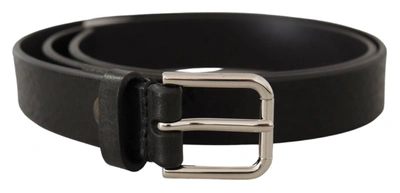 Dolce & Gabbana Elegant Black Leather Belt With Metal Men's Buckle