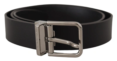 DOLCE & GABBANA DOLCE & GABBANA ELEGANT BLACK LEATHER BELT WITH METAL MEN'S BUCKLE