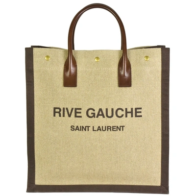 Saint Laurent Rive Gauche Camel Canvas Tote Bag ()