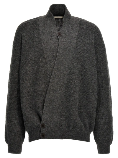 Lemaire Alpaca Wool-blend Wrap Cardigan In Gray