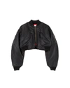Re/done Cropped Shell Bomber Jacket In Black