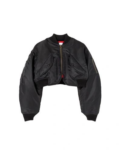 Re/done Cropped Shell Bomber Jacket In Black