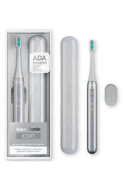 Aquasonic Icon Rechargeable Power Toothbrush In Silver