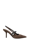 Brunello Cucinelli Slinback Pumps With Precious Strap In Brown