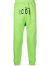 Dsquared2 Icon-print Cotton Track Pants In Acid Green